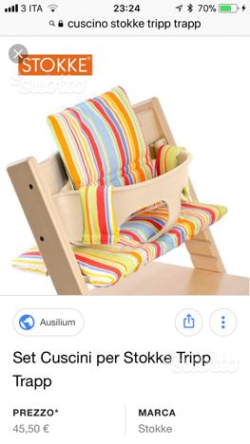 Cuscini per sedia stokke righe color e in lino ecrù