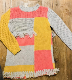 Vestito ML lana grigo-rosa-giallo 6a Stella McCartney