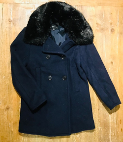Cappotto lana blu collo pelo 7-8a Armani