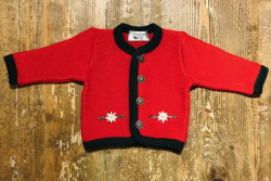 Cardigan lana bott tirolese rosso 3-6m Crazioni Chic